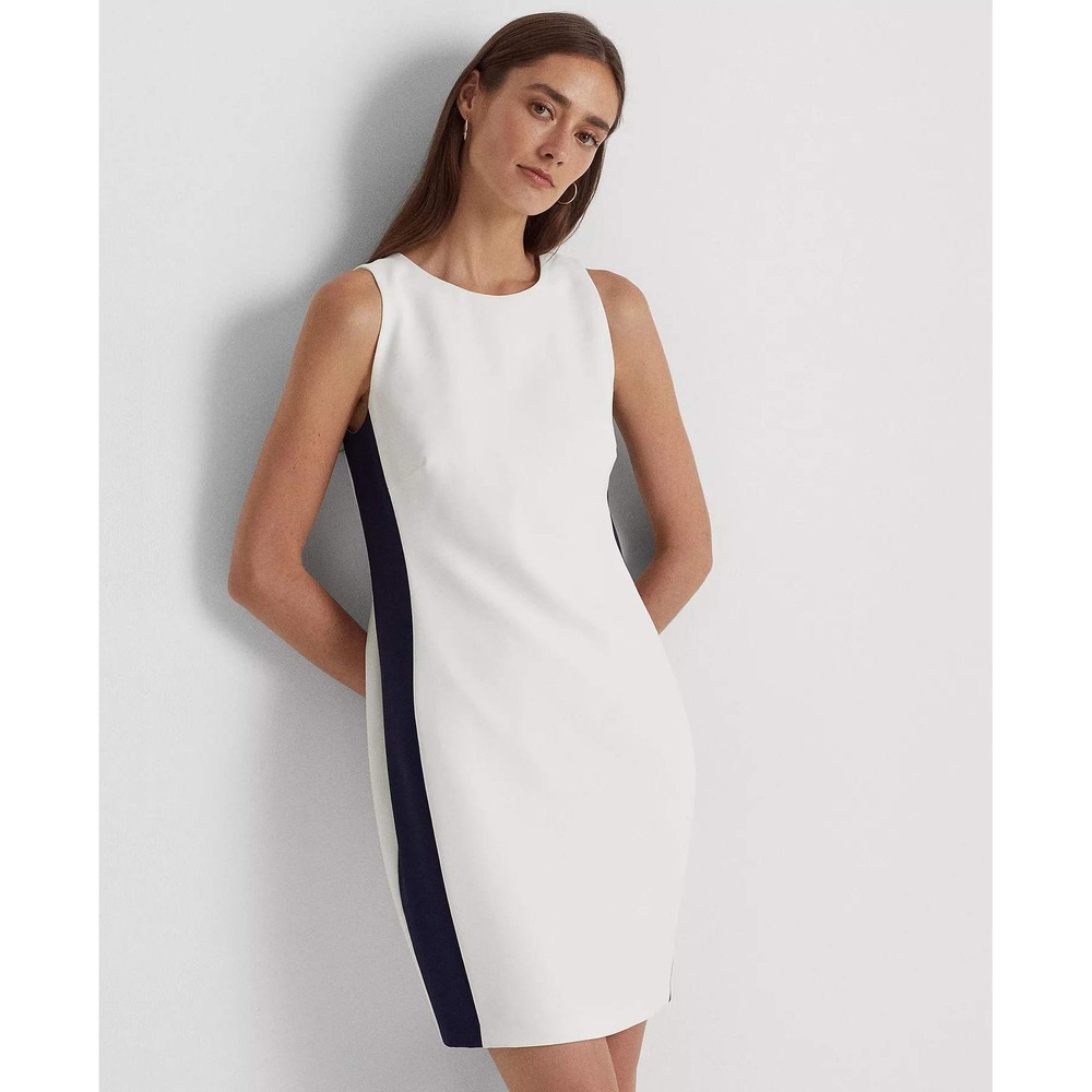 Lauren Ralph Lauren Womens Colorblock Sheath Dress Navy White Size 8 - Picture 5 of 15